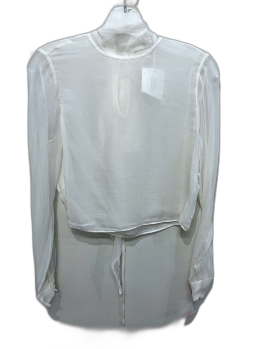 Frame Size XS White Silk Sheer Long Sleeve Top White / XS