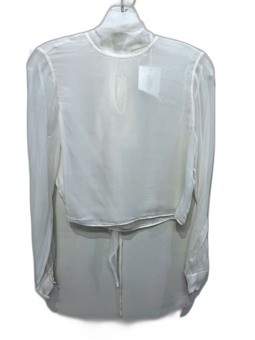 Frame Size XS White Silk Sheer Long Sleeve Top White / XS