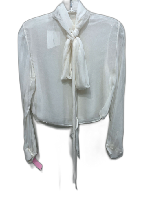 Frame Size XS White Silk Sheer Long Sleeve Top White / XS