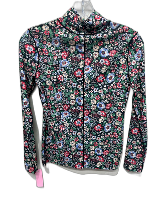 Hunter Bell Size XS Black, Green, Multi Polyester Mock Neck Floral Print Top Black, Green, Multi / XS