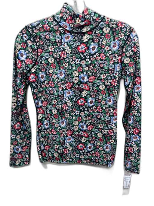Hunter Bell Size XS Black, Green, Multi Polyester Mock Neck Floral Print Top Black, Green, Multi / XS