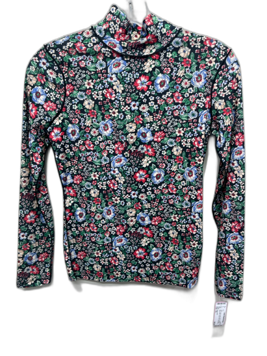 Hunter Bell Size XS Black, Green, Multi Polyester Mock Neck Floral Print Top Black, Green, Multi / XS
