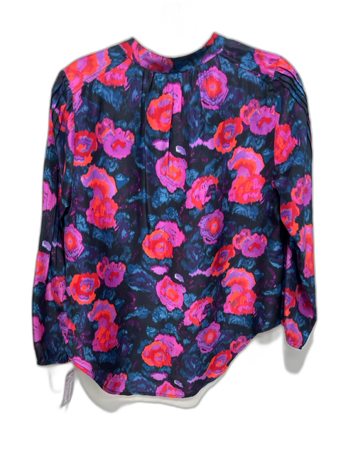 A Piece Apart Size 0 Blue, Purple, Multi Silk Quarter Button Floral Print Top Blue, Purple, Multi / 0