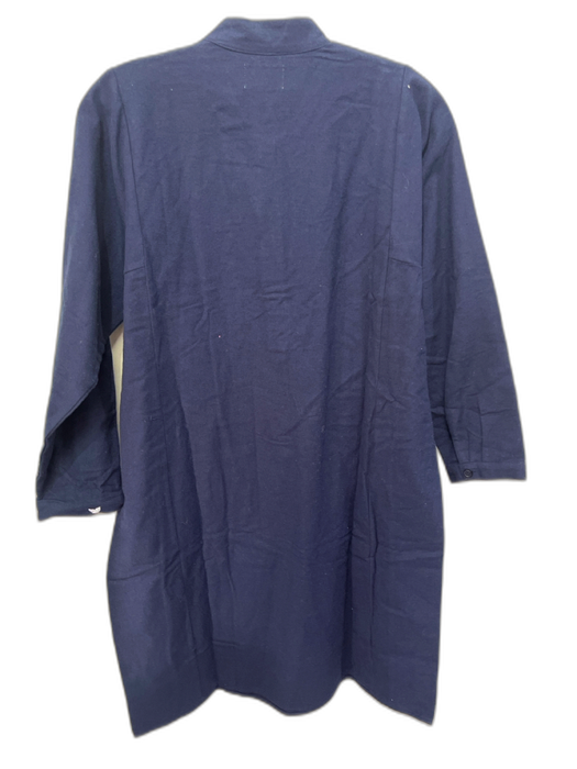 Petite Plume Size XS Navy Blue Cotton Quarter Button 3/4 Sleeve Dress Navy Blue / XS