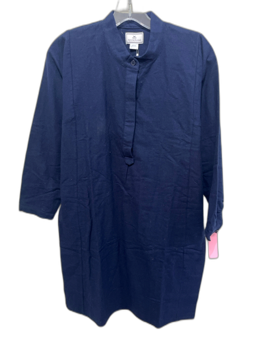 Petite Plume Size XS Navy Blue Cotton Quarter Button 3/4 Sleeve Dress Navy Blue / XS