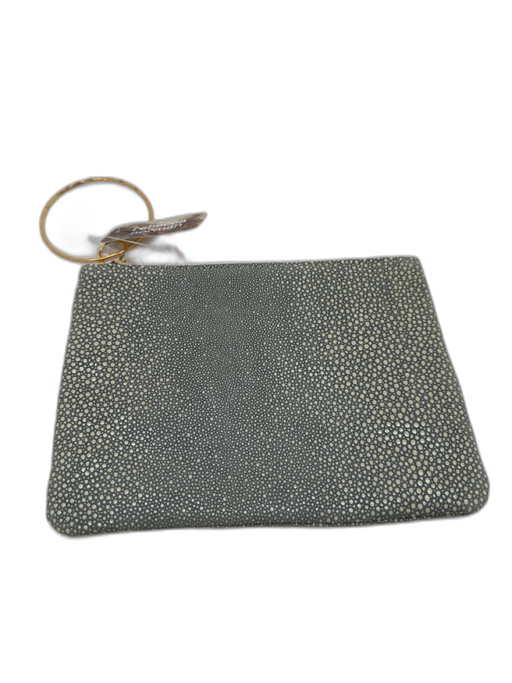 Rebecca Norman Blue & Gold Leather All Over Print Zip Close Pouch Wallets Blue & Gold