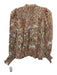 Ulla Johnson Size 0 Brown, Aqua & Gold Cotton Blend Long Sleeve Floral Top Brown, Aqua & Gold / 0