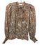 Ulla Johnson Size 0 Brown, Aqua & Gold Cotton Blend Long Sleeve Floral Top Brown, Aqua & Gold / 0