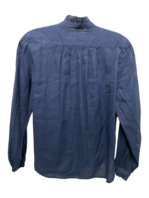 Trovata Birds of Paradis Size XS Navy Blue Ramie & Cotton Long Sleeve Top Navy Blue / XS