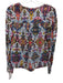 Veronica Beard Size 0 Blue, Red & Multi Viscose Floral & Abstract V Neck Top Blue, Red & Multi / 0