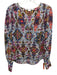 Veronica Beard Size 0 Blue, Red & Multi Viscose Floral & Abstract V Neck Top Blue, Red & Multi / 0