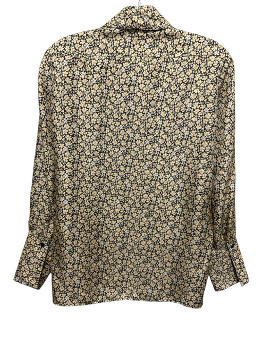 Sandro Size S Yellow & Black Silk Long Sleeve Floral Button Up & Collar Top Yellow & Black / S