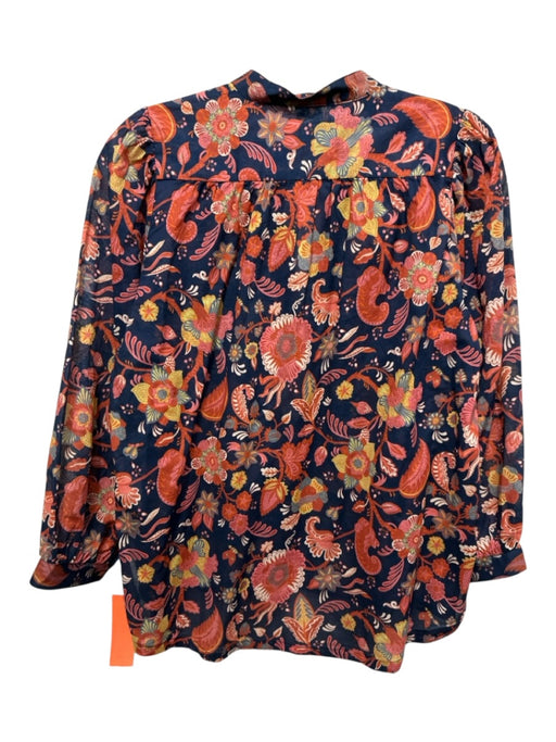 Trovata Birds of Paradis Size XS Navy, Orange & Multi Cotton Long Sleeve Top Navy, Orange & Multi / XS