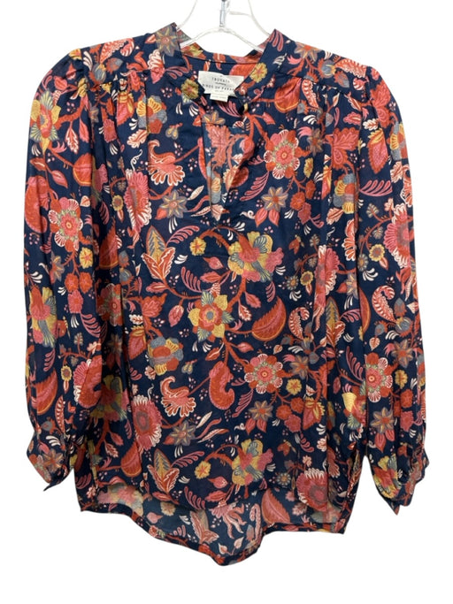 Trovata Birds of Paradis Size XS Navy, Orange & Multi Cotton Long Sleeve Top Navy, Orange & Multi / XS
