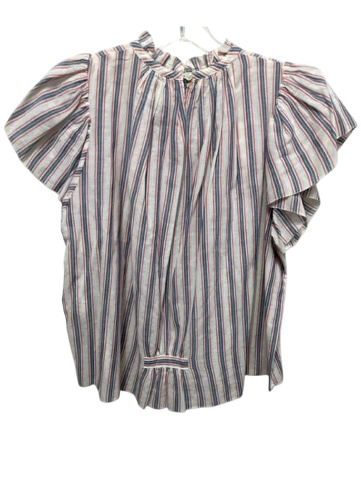 Trovata Birds of Paradis Size XS Blue, Red & White Cotton Vertical Stripes Top Blue, Red & White / XS
