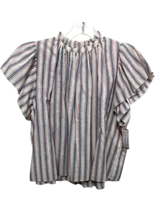 Trovata Birds of Paradis Size XS Blue, Red & White Cotton Vertical Stripes Top Blue, Red & White / XS