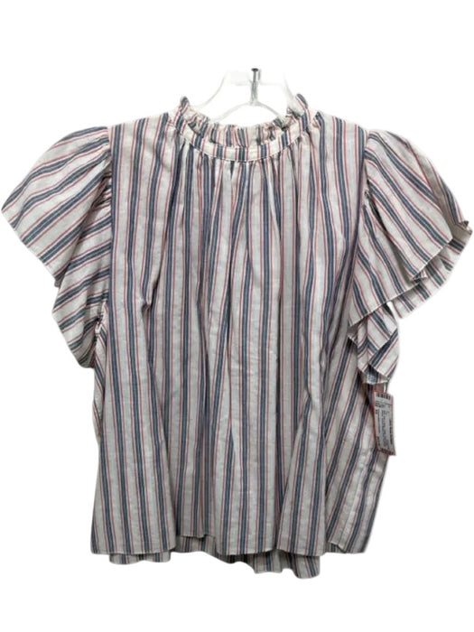 Trovata Birds of Paradis Size XS Blue, Red & White Cotton Vertical Stripes Top Blue, Red & White / XS