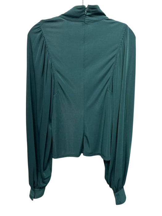Self Portrait Size 0 Emerald Green Polyester Blend Long Balloon Sleeve Top Emerald Green / 0