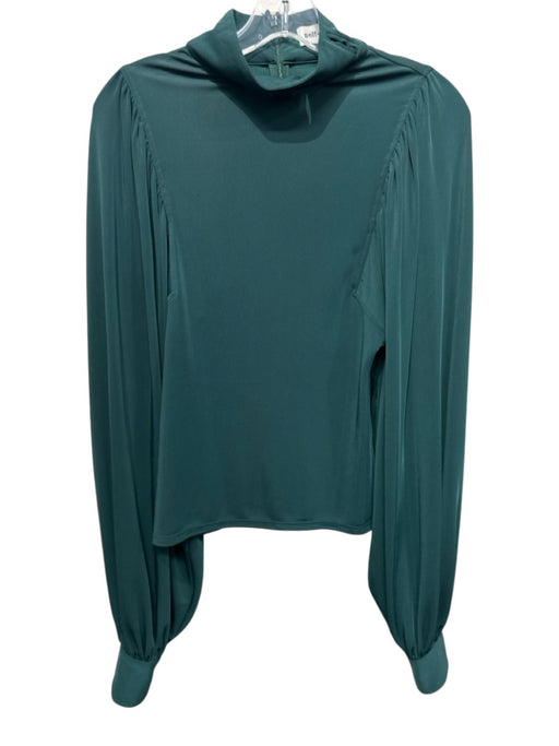 Self Portrait Size 0 Emerald Green Polyester Blend Long Balloon Sleeve Top Emerald Green / 0