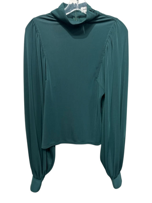 Self Portrait Size 0 Emerald Green Polyester Blend Long Balloon Sleeve Top Emerald Green / 0
