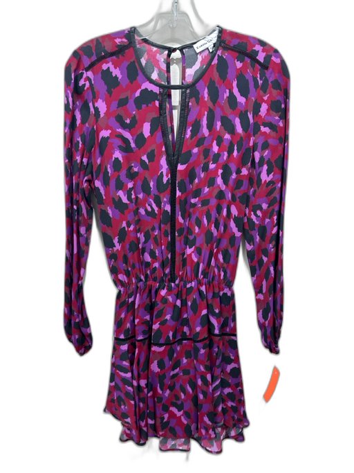 Karina Grimaldi Size XS Purple, Burgundy & Black Rayon Blend Long Sleeve Dress Purple, Burgundy & Black / XS