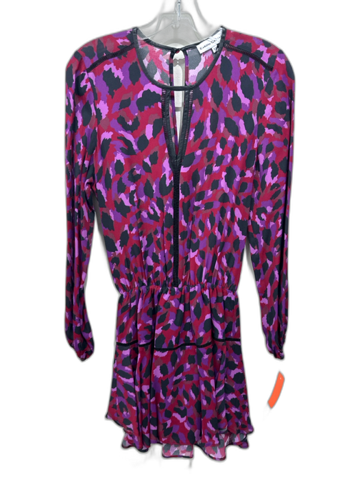Karina Grimaldi Size XS Purple, Burgundy & Black Rayon Blend Long Sleeve Dress Purple, Burgundy & Black / XS