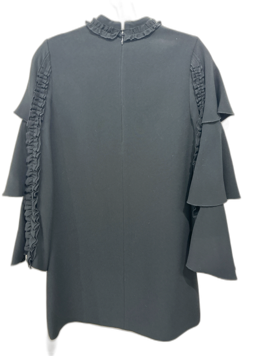 Alexis Size XS Black Long Flare Sleeve Ruffle Detail Mock Neck Back Zip Dress Black / XS