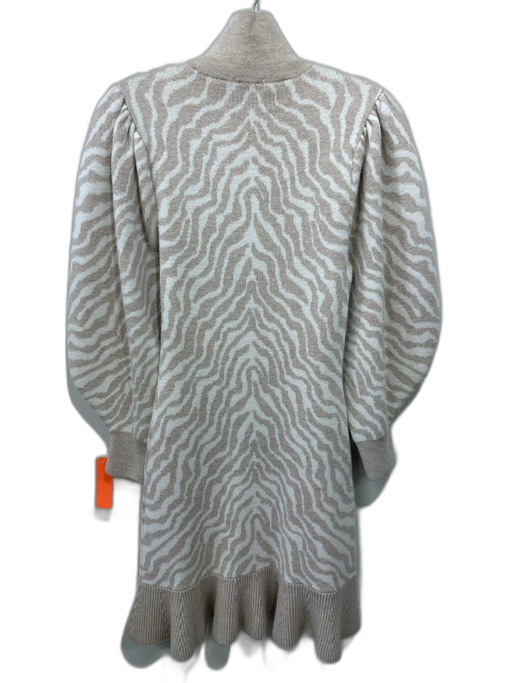 Ulla Johnson Size P Cream & Taupe Merino Wool Knit Zebra Mock Neck Dress Cream & Taupe / P