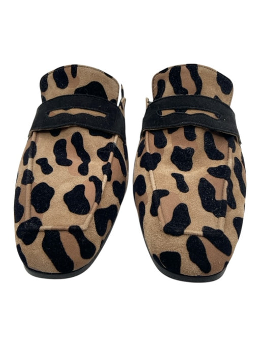 Sophique Shoe Size 38 Beige, Brown & Black Suede Square Toe Leopard Slide Flats Beige, Brown & Black / 38