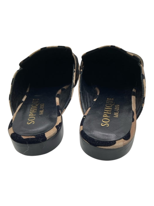 Sophique Shoe Size 38 Beige, Brown & Black Suede Square Toe Leopard Slide Flats Beige, Brown & Black / 38