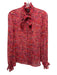 Saloni Size 0 Pink, Orange & Black Silk Long Sleeve Spotted Button Up Top Pink, Orange & Black / 0