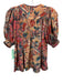 Ulla Johnson Size 0 Beige, Turquoise & Multi Silk Short Balloon Sleeve Top Beige, Turquoise & Multi / 0