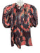 Ulla Johnson Size 0 Pink, Blue & Multi Silk Short Balloon Sleeve Tie Dye Top Pink, Blue & Multi / 0