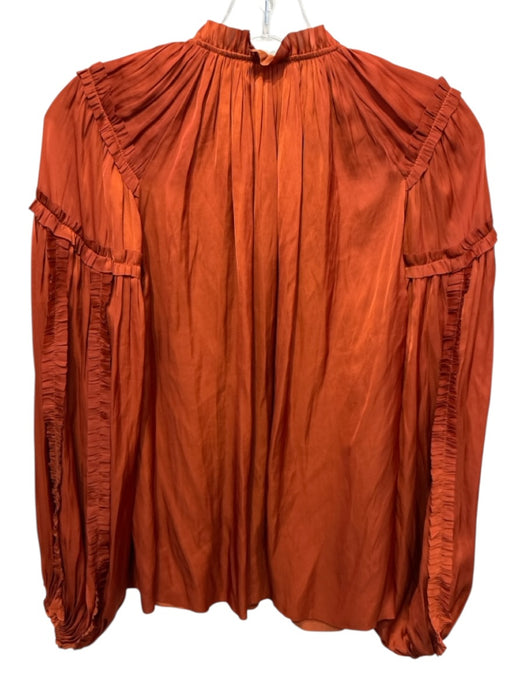 Ulla Johnson Size 0 Rust Orange Polyester Long Bell Sleeve Ruffle Detail Top Rust Orange / 0