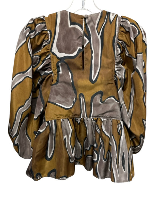 Hunter Bell Size XS Gray, Black & Yellow Polyester 1/2 Balloon Sleeve Peplum Top Gray, Black & Yellow / XS