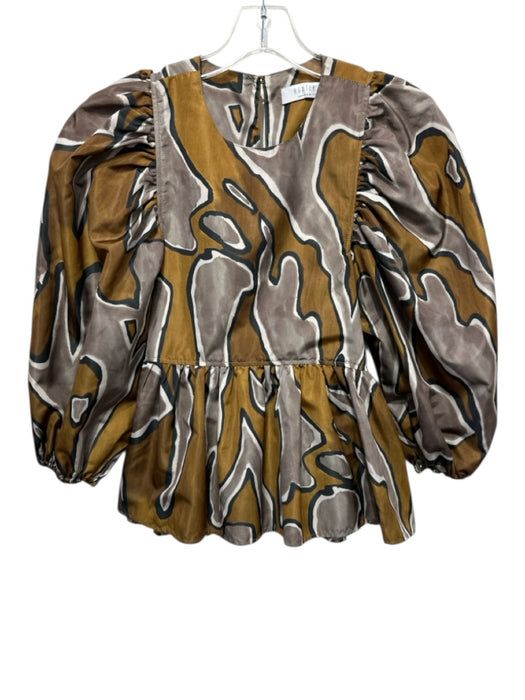 Hunter Bell Size XS Gray, Black & Yellow Polyester 1/2 Balloon Sleeve Peplum Top Gray, Black & Yellow / XS