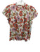 Birds of Paradis Size XS White, Red & Multi Cotton Short flutter sleeve Top White, Red & Multi / XS