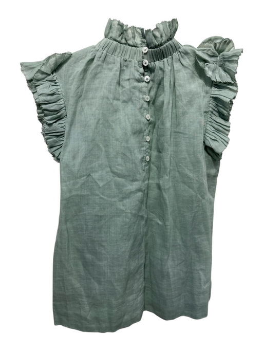 Sea New York Size 0 Sage green Ramie Ruffle Cap Sleeve Ruffle Neckline Top Sage green / 0