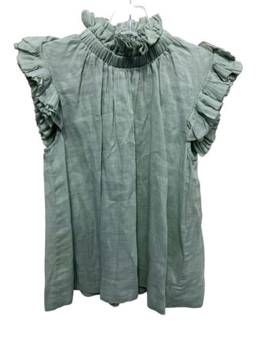 Sea New York Size 0 Sage green Ramie Ruffle Cap Sleeve Ruffle Neckline Top Sage green / 0