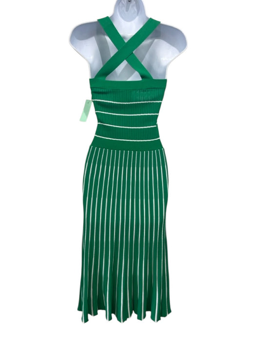 Alexis Size XS Green & White Viscose Blend Ribbed Knit Striped Perforated Dress Green & White / XS