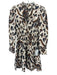 Ulla Johnson Size 0 cream, navy & brown Cotton Long Sleeve Shirred Waist Dress cream, navy & brown / 0