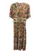 BA & SH Size XS Orange, Red & Black Cotton Short Balloon Sleeve Button Up Dress Orange, Red & Black / XS
