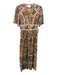 BA & SH Size XS Orange, Red & Black Cotton Short Balloon Sleeve Button Up Dress Orange, Red & Black / XS