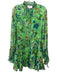 Alexis Size XS Green, Blue & Yellow Polyester Long Flare Sleeve Floral Dress Green, Blue & Yellow / XS