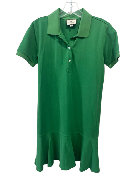 Tuckernuck Size XS Green Cotton Short Sleeve Pique 1/4 Button Above Knee Dress Green / XS
