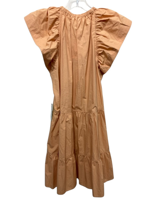 A.L.C. Size 0 Orange Cotton Short flutter sleeve Keyhole Tiered Dress Orange / 0