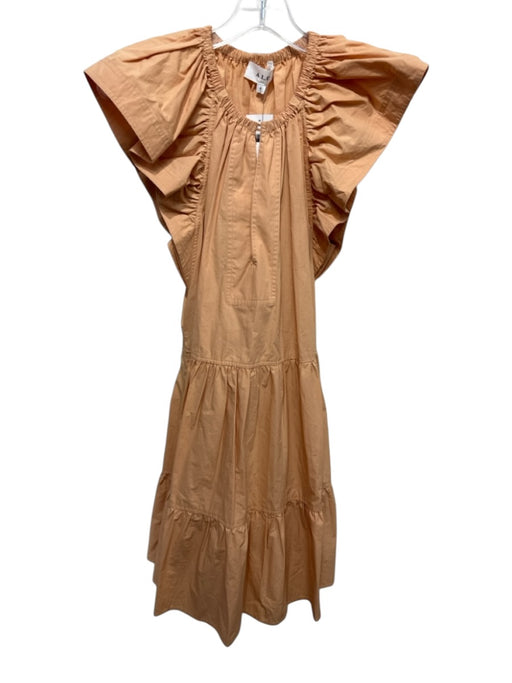 A.L.C. Size 0 Orange Cotton Short flutter sleeve Keyhole Tiered Dress Orange / 0