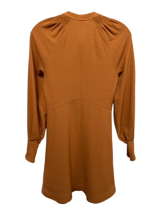 SeeByChloe Size 34 Burnt Orange Polyester Long Sleeve Crepe V Neck Dress Burnt Orange / 34