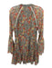 Alexis Size XS Red, Yellow & Green Silk Long Sleeve Floral Trim Dress Red, Yellow & Green / XS