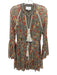 Alexis Size XS Red, Yellow & Green Silk Long Sleeve Floral Trim Dress Red, Yellow & Green / XS